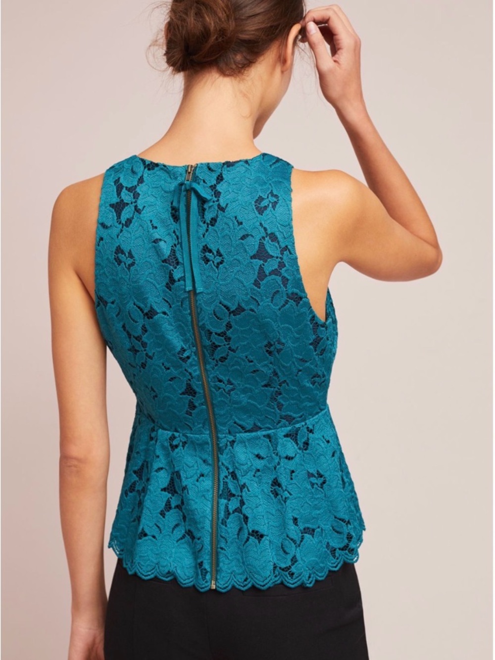 NWT Anthropologie Maeve Lace Peplum Blouse Petite Feminine Top - Picture 6 of 7